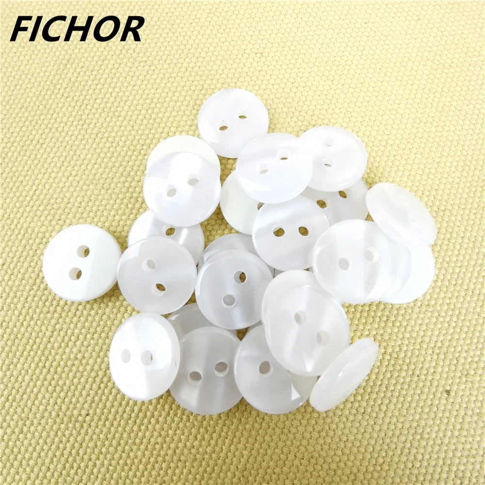 30 pcs 11mm 2 Hole Resin Sewing Buttons White Cute solid Color Round Shape Button For Baby Kids Clothes DIY Accessories