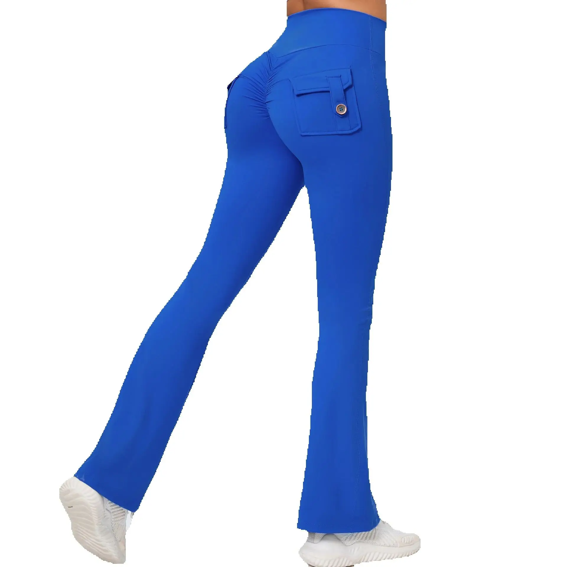 

Women Wide Leg Stretch Yoga Pants Training Bodysuits Nude Compression Workout Workwear With Pockets Fitness High Waist Leggings