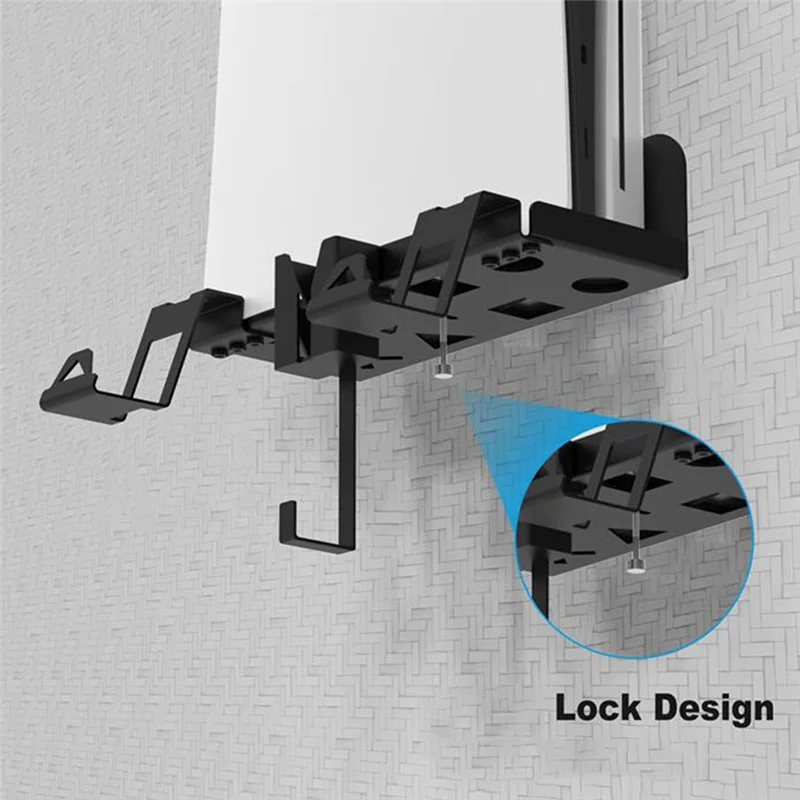 

OFSS-Wall Mount Storage Bracket Space-Saving Stand With Gamepad And Headphone Holder For Sony Playstation 5 Slim