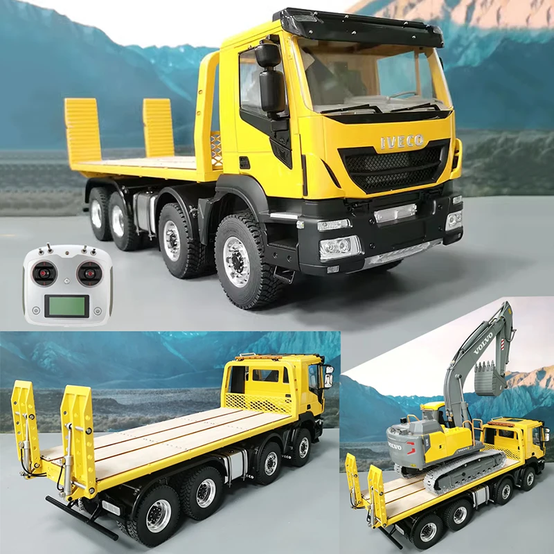 

RC Trailer 1/14 8x4 8x8 RC Flatbed Trailer Metal Model with Differential Lock Rescue Vehicle Adult RC Car Toys