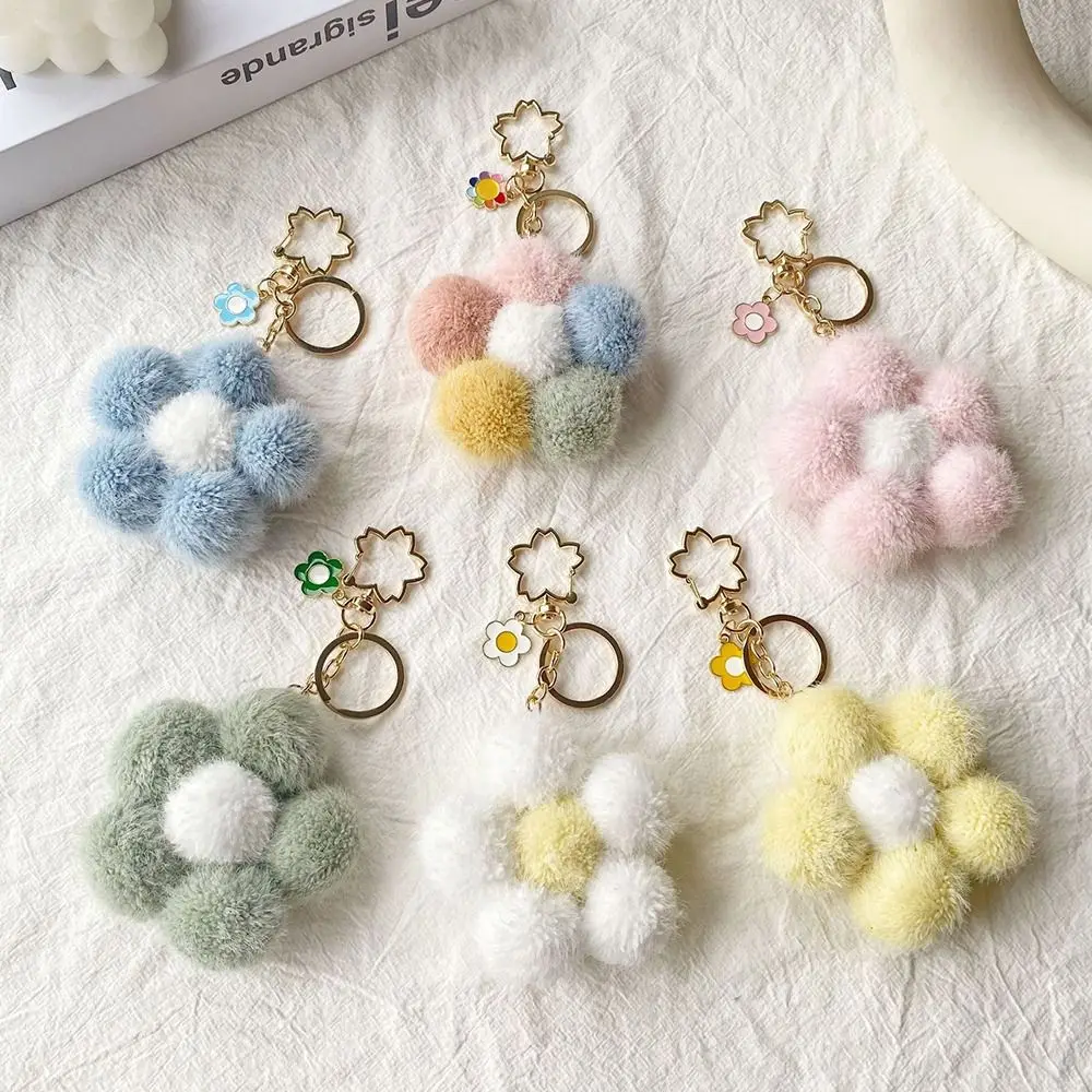 

Bag Pendant Car Key Ring Ornaments Plush Key Buckle Flower Keychain Stuff Plush Toy Backpack Charms Cartoon Plush Pendant
