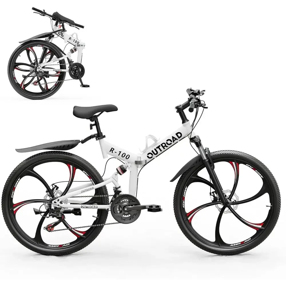 

26 Adult Unisex Mountain Bike, 21-Speed with Full Suspension, High Carbon Steel, Dual Disc Brakes