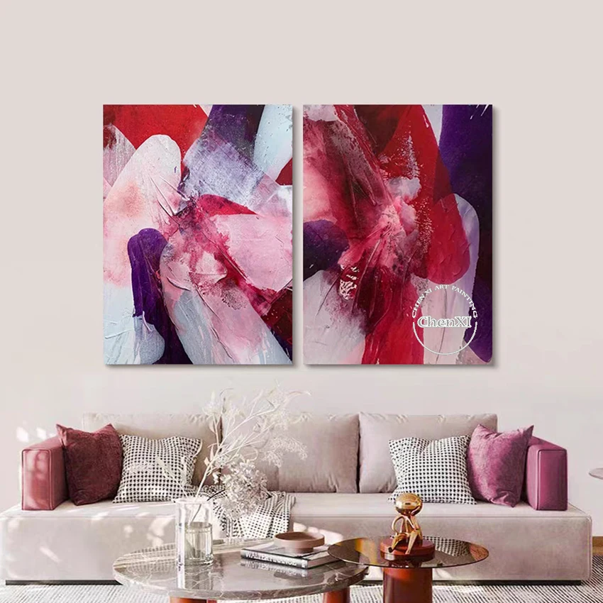 

Безрамное Новое поступление, абстрактные розовые панели из 2 предметов, набор акриловой живописи, настенный декор без рамы, фрески, произведения искусства, предметы для украшения дома