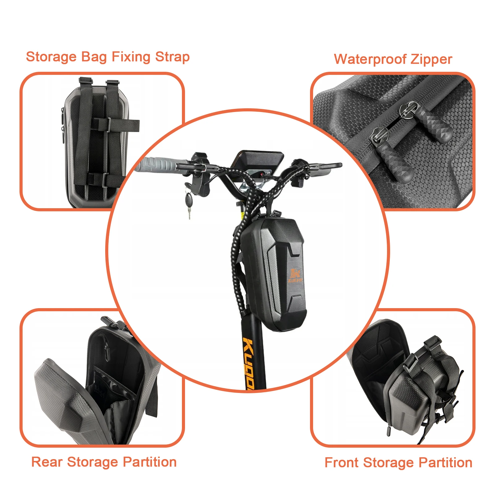 حقيبة سكوتر كهربائية من Kukirin سعة 3 لتر، حقيبة مثبتة على المقود الفاخر، هيكل صلب من مادة EVA مقاومة للماء وواقية من الشمس، محمولة وخفيفة الوزن #4