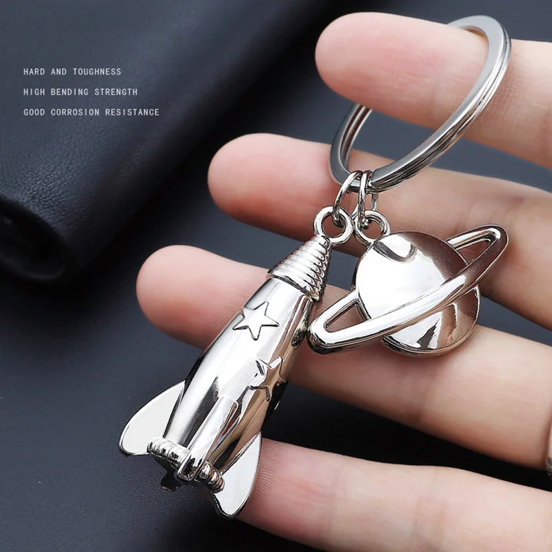 Air Space Rocket Keychain Metal Alloy Spacecraft Key Holder Astronaut Souvenirs Backpack Car Hanging Decor Keyring Pendant