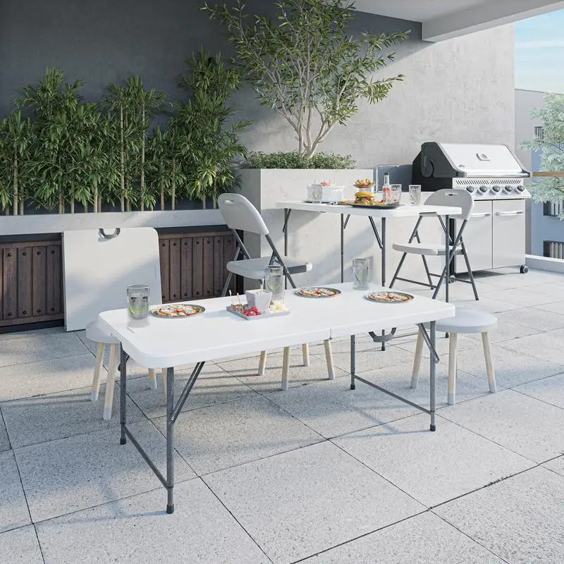 طاولة قابلة للطي قابلة للتعديل من الجرانيت الأبيض بطول 4 أقدام مع مقبض للحمل #3