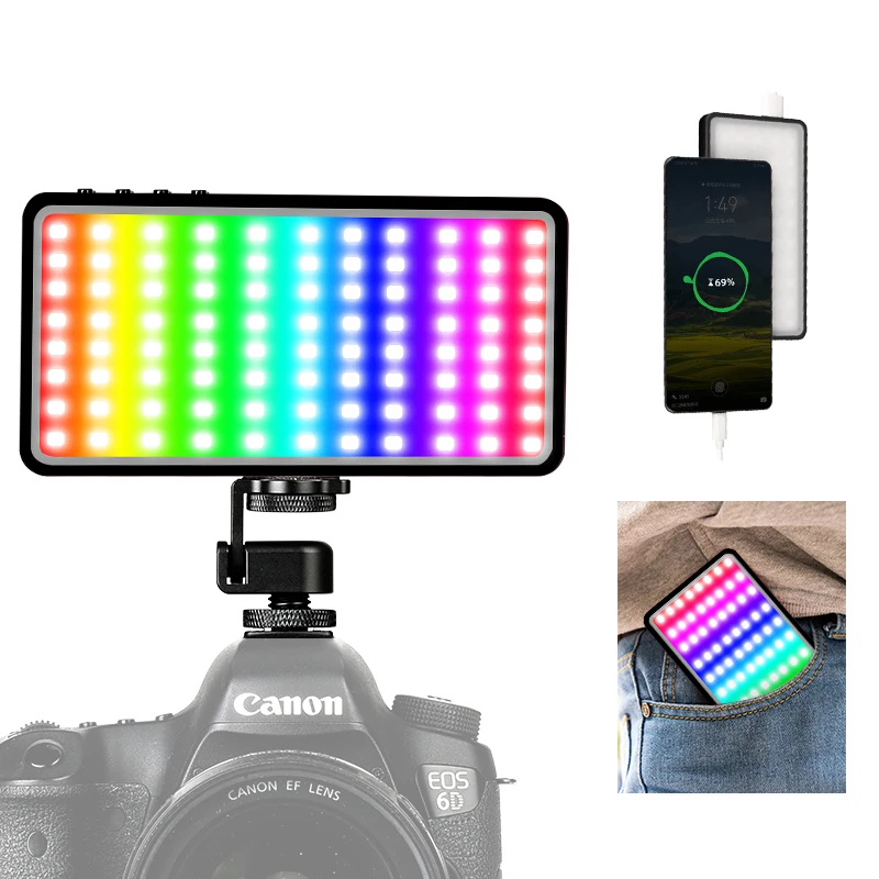 

Manbily MFL-07 power bank feature built-in battery continuous pocket RGB video camera light light for Photography DSLR Camcorder