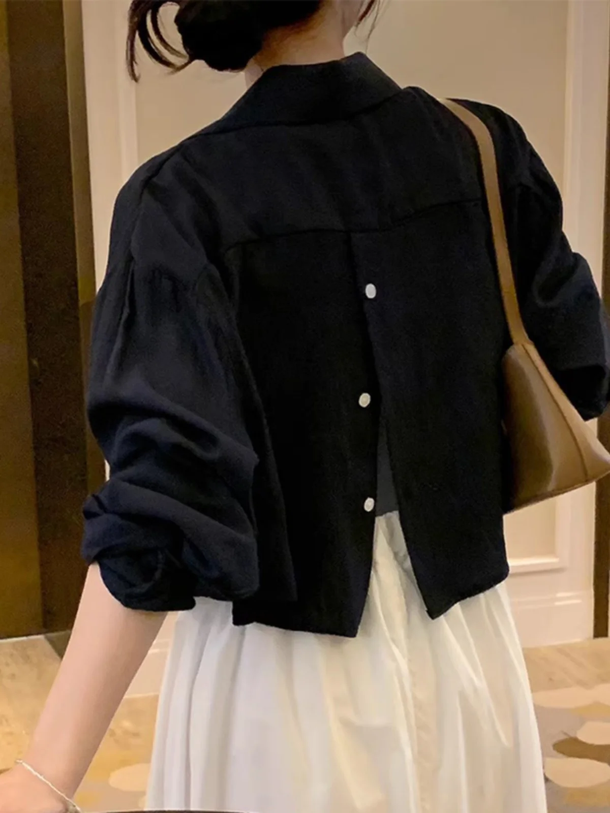 Chic ort Loose Long Sve Женская irt Осенняя новинка Sle Simple Ba Сплит Дизайн Хлопковая повседневная женская блузка Faion