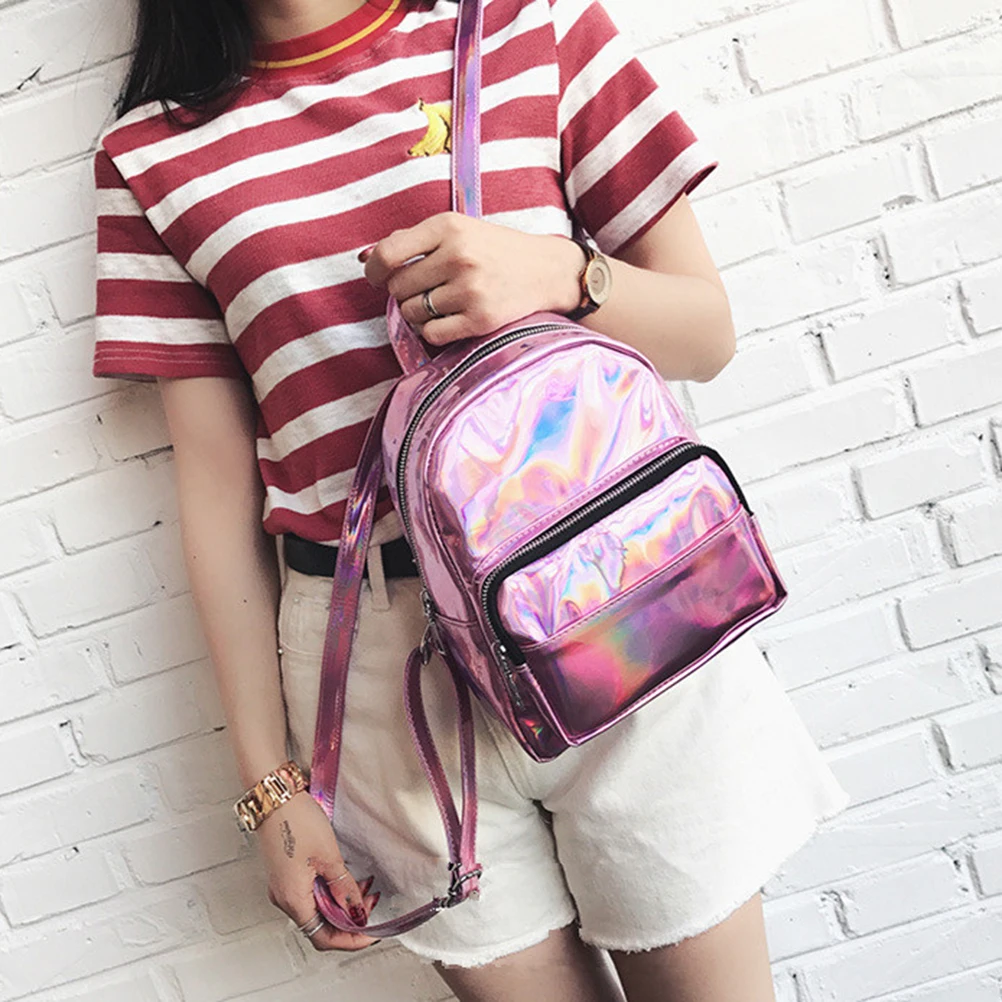 حقيبة ظهر ثلاثية الأبعاد باللون الوردي ذات سعة كبيرة حقيبة مدرسية بأشرطة قابلة للتعديل وحقيبة عاكسة واسعة لمستحضرات التجميل والقرطاسية
