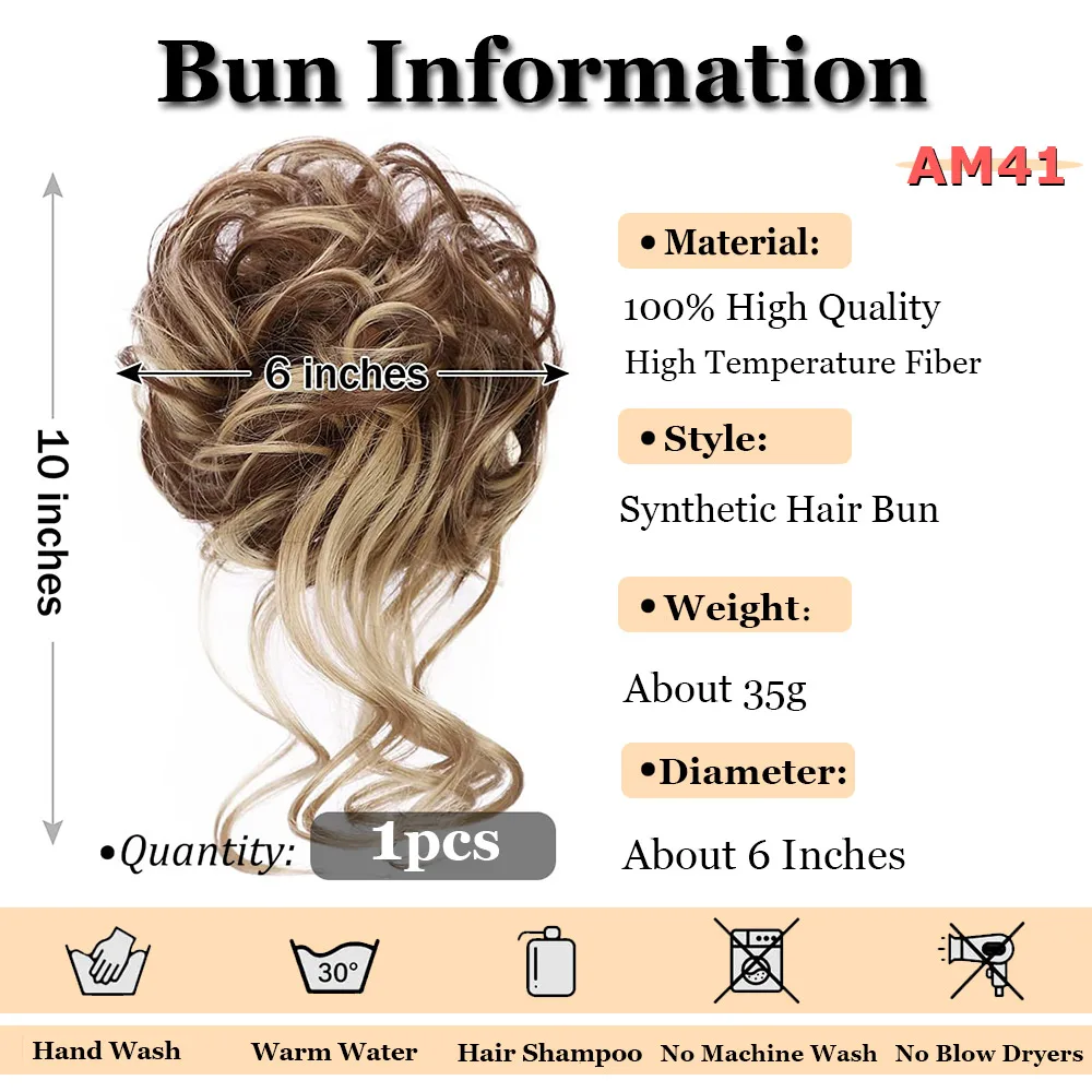 liHui Synthetic Hair Bun Chignon Messy Curly Hair Band Elastic Scrunchy False Hair Pieces For Women Hairpins Black Brown