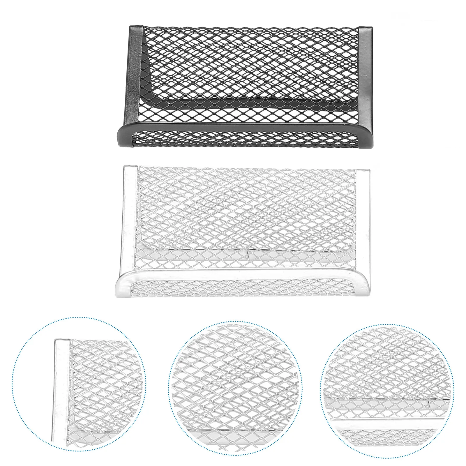 Metal Business Card Holder with Phone Stand – 4pcs Desktop Organizer, Barbed Wire Design