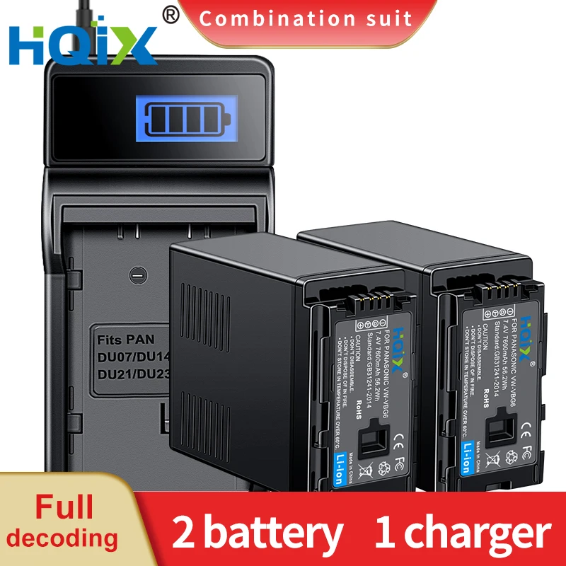 

HQIX for Panasoinc HDC-MDH1GK-K AG-HMC83MC MC130MC AC130AMC HMC151E HMC155 HMC153MC AC160MC HMC40 Camera VW-VBG6 Charger Batte