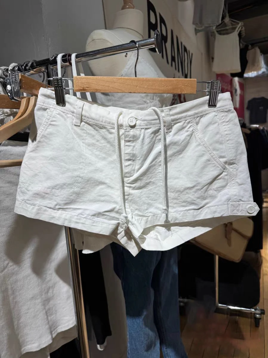 American Vintage White Denim Shorts Summer High Waist Pockets Straigth Short Jeans Woman Streetwear Fashion All-match Y2k Pant