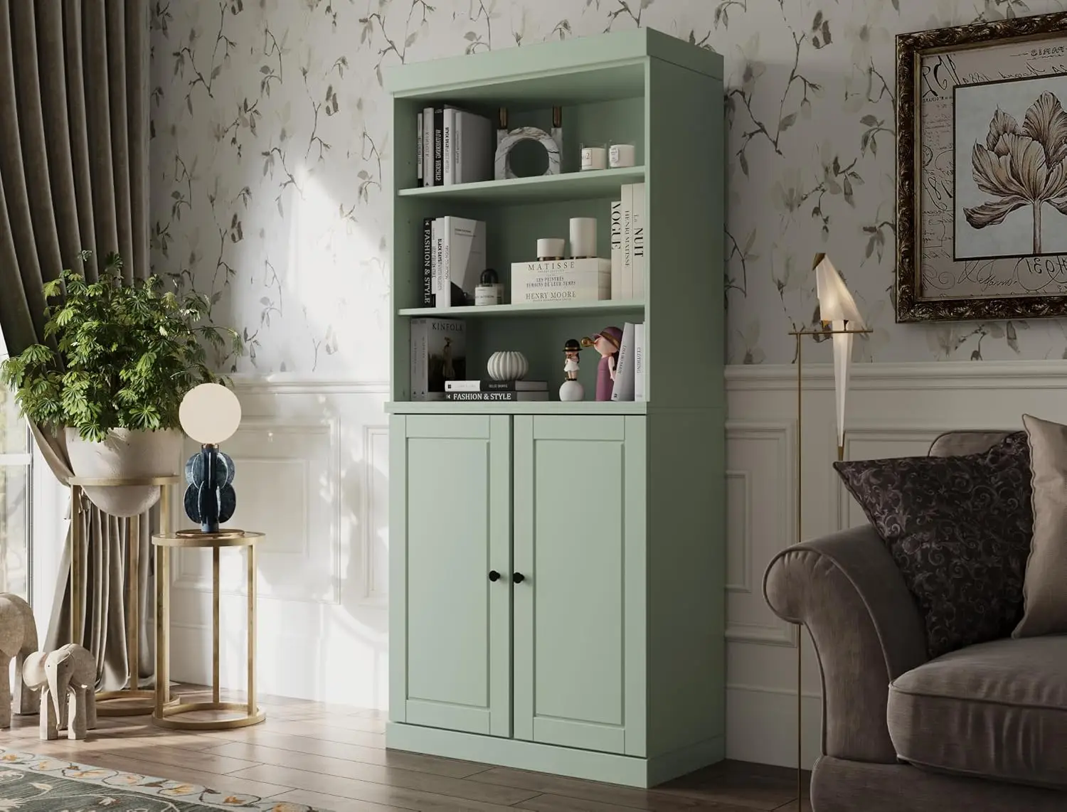 Solid Wood 6-Tier Bookcase 71.5