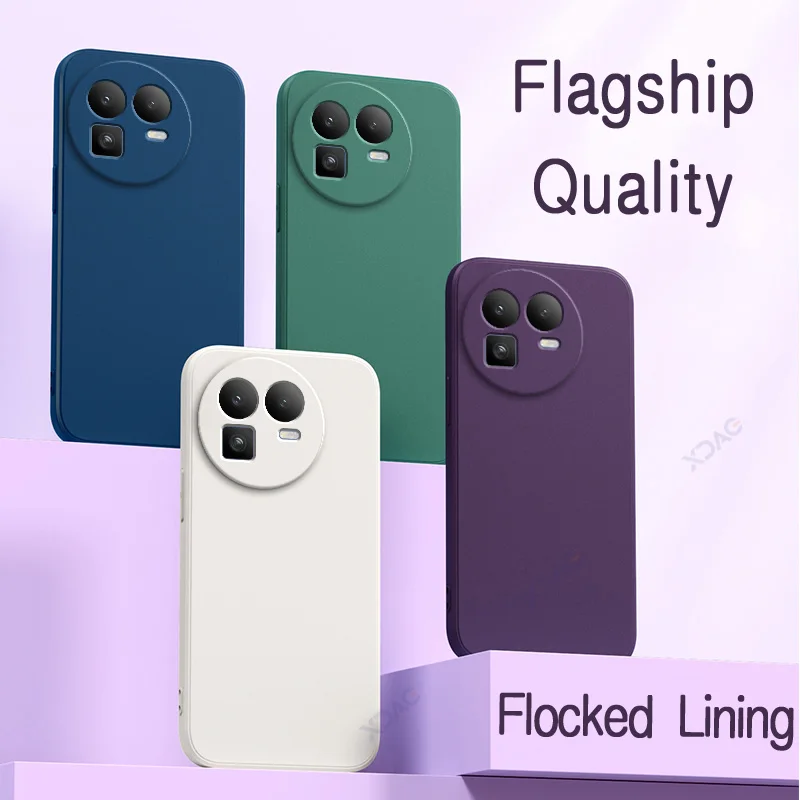 Capas de Silicone Líquido Quadradas Originais para Realme GT8 GT 8 Pro GT8Pro RealmeGT8 Global, Capa Protetora Macia Anti-queda