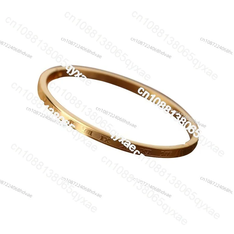 3pcs Fashion Trend 4mm Stainless Steel Plated 18k Roman Numerals Men's and Women's Bracelets