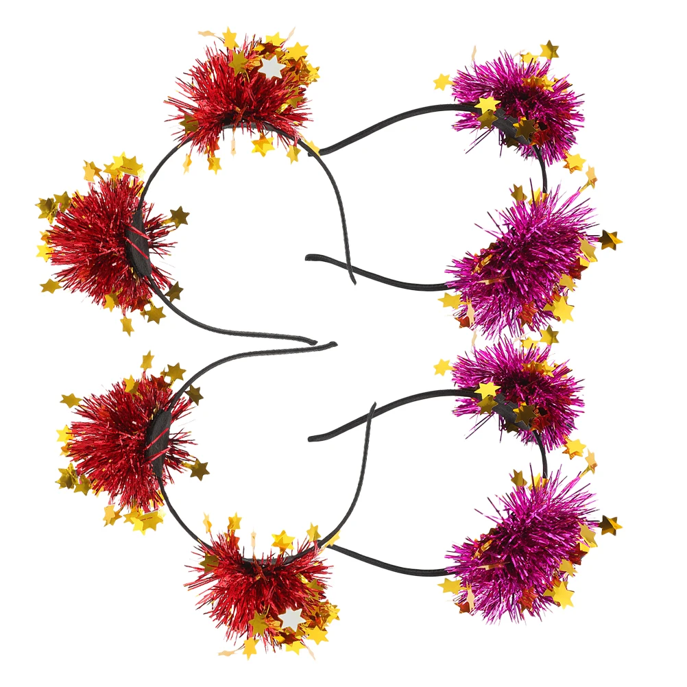 4 قطع من عصابة الرأس على شكل نجمة للنساء والفتيات وحفلات أعياد الميلاد وإكسسوارات الشعر اللامعة وعصابات الرأس المزخرفة للأزياء التنكرية