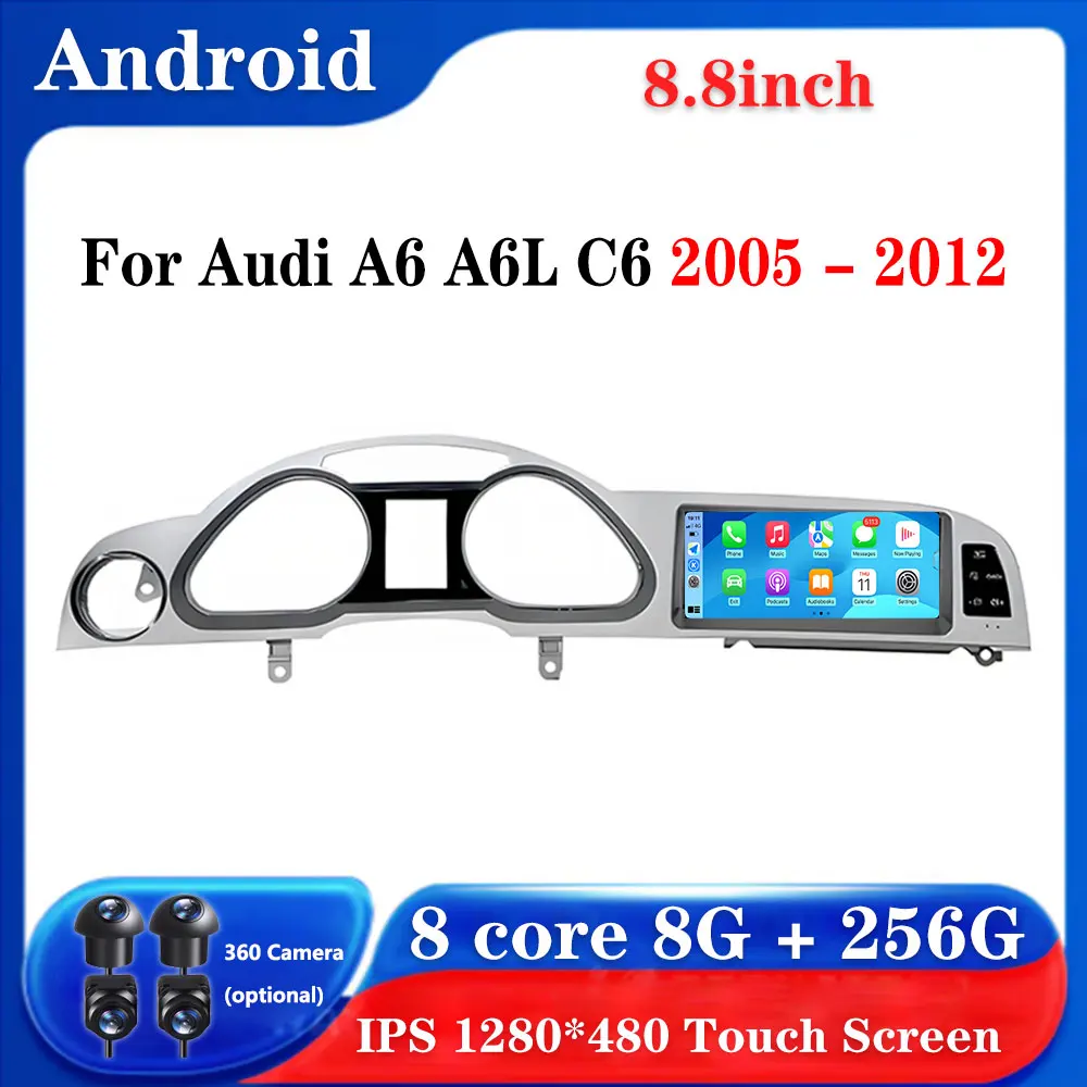 Android OS 8.8 ''4G Lte For Audi A6 A6L C6 2005 - 2012 Car Radio Video Car Multimedia GPS Navigation Android Auto Carplay