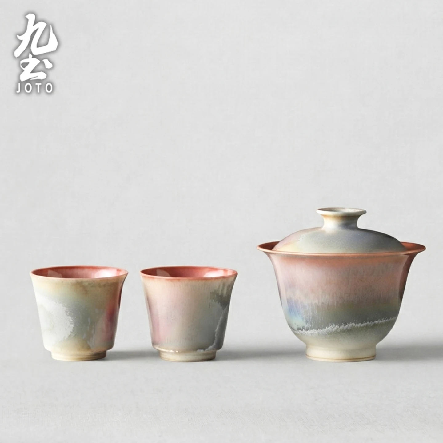 Wabi‑Sabi Style Handmade Kiln‑Changed Ceramic Gaiwan Kung Fu Tea Set, Premium Brewing & Tasting Cups, Gift Box Present TZR0144