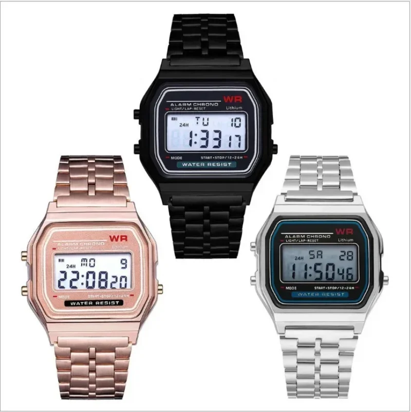 Women Men Unisex Watch Gold Silver Black Vintage LED Digital Sports Women Wristwatches Electronic Digital Present Gift