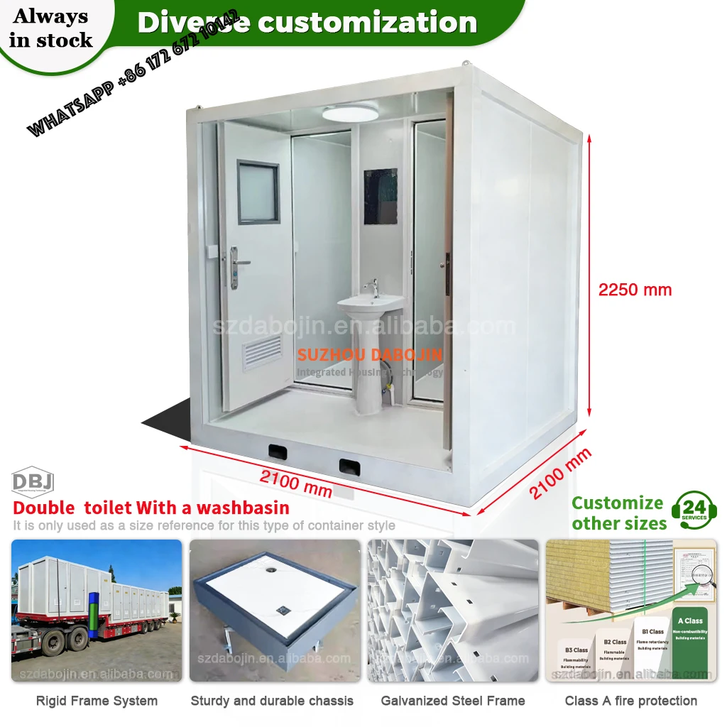 High Quality Outdoor Prefabricated Mobile Toilet Mobile Squatting Toilet for Apartment Hotel Villa Men Women's Sandwich Panel