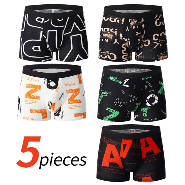 5-częściowy męski modny nadruk Plus rozmiar 5XL6XL szorty bielizna wygodna do uprawiania sportu codzienna bielizna spodenki z elastyczną talią