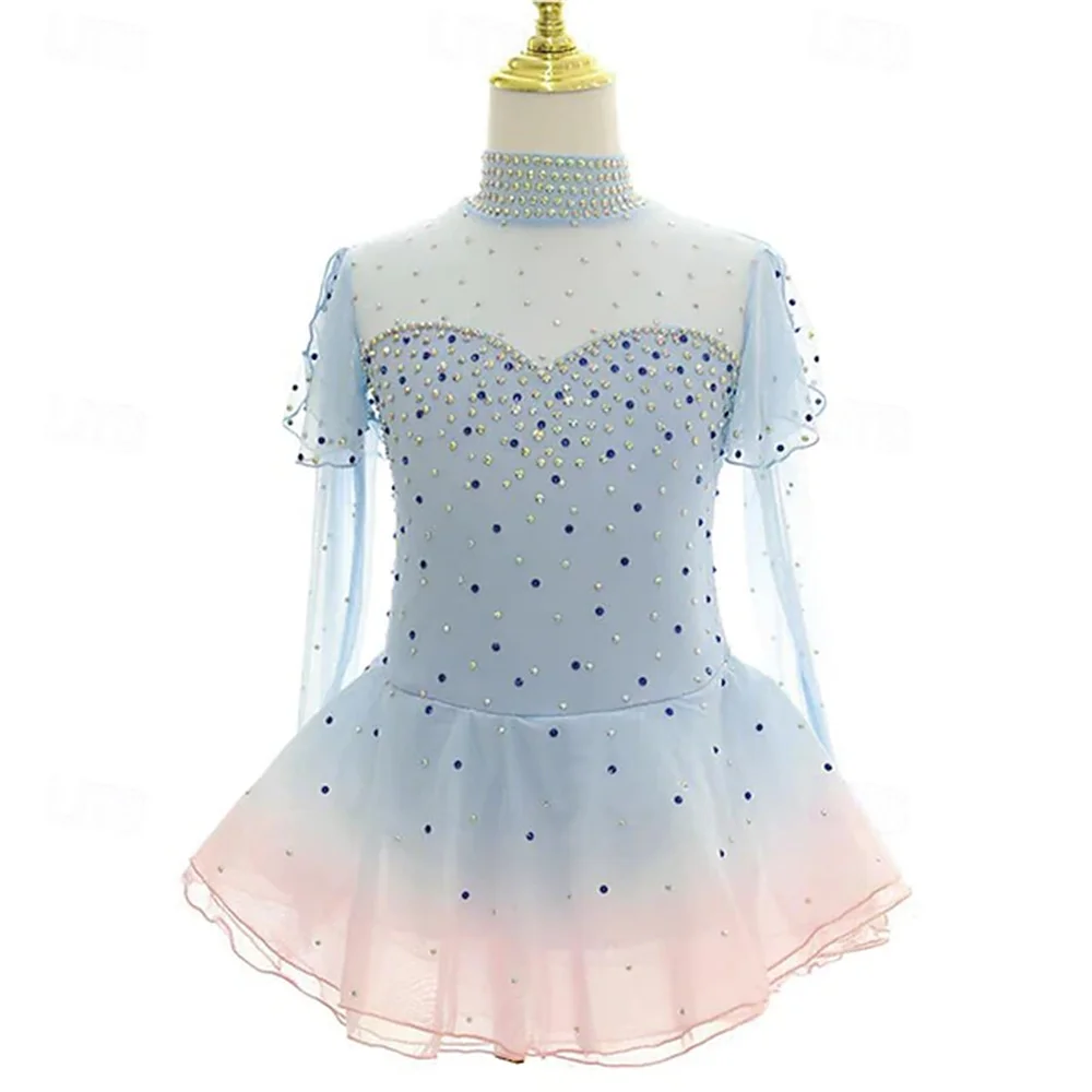 

Girls' Ice Skating Dress High Elasticity Training Competition Skating Wear Classic Crystal Long Sleeve Ice Skating Figure