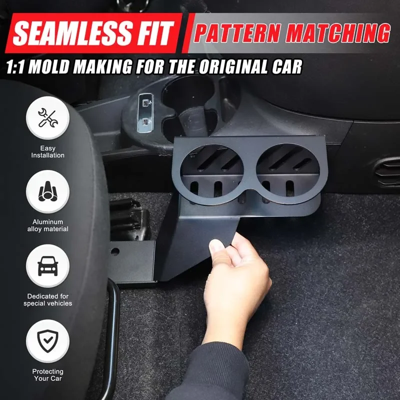 1Pcs Aluminum alloy black For Fiat 500 2016+ car passenger seat expansion water cup holder car interior modification accessories