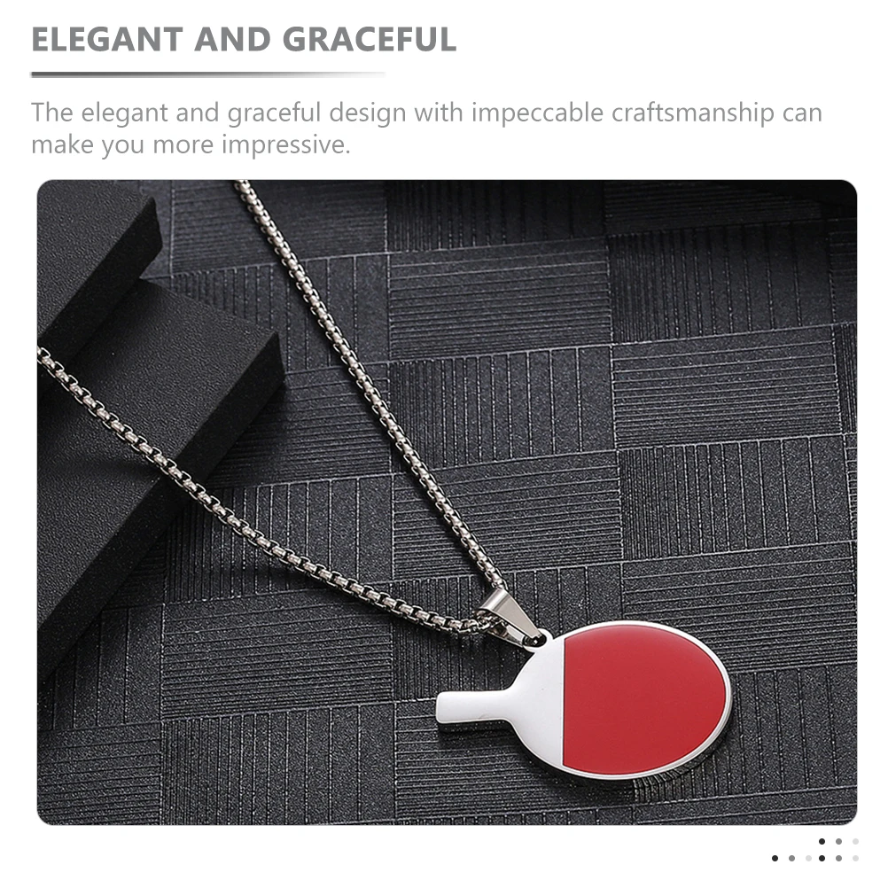 

2 Pcs Necklace Table Tennis Racket Jewelry Pong Paddle Chain Men Pendant Red Mens Miss