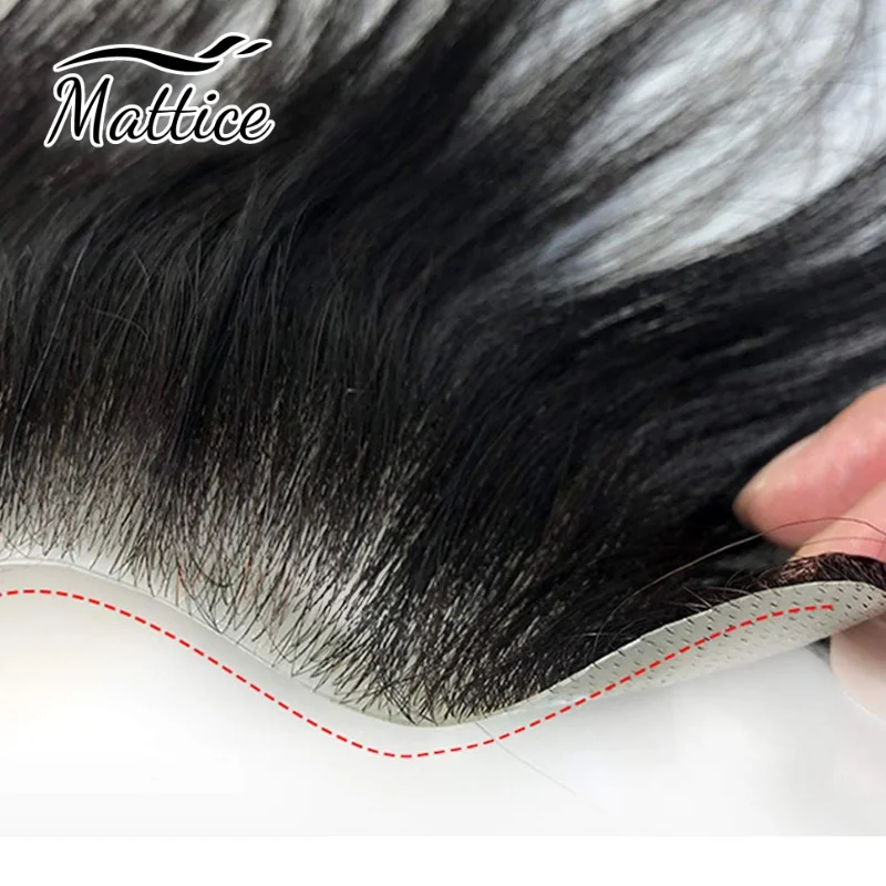 Thin Skin Base Frontal Hairpiece for Men V Style Hairline Front Toupee Men Tape in Human Hair Toppers 100% Human Hair Wig