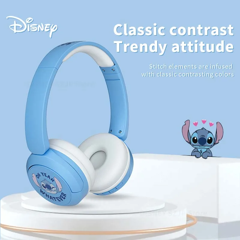 New Disney Stitch Wireless Bluetooth Headphones AH-806 HIFI Sound Stereo Foldable Headsets with Mic for Children Anime Cartoon