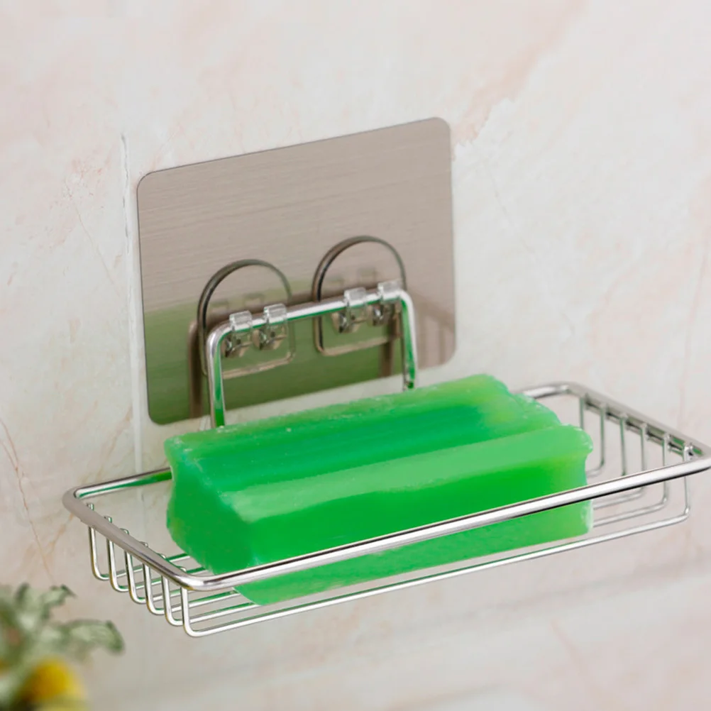 

Wall Mounted Soap Holder Stainless Steel Drain Rack No Punch Installation Adhesive Sucker Soap Box For Bathroom Kitchen