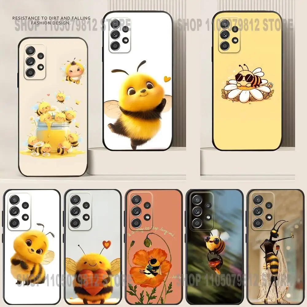 

Cute Cartoon Honeybee Phone Case For Samsung S25,24,21,22,23,30,Ultra,20,Plus Black soft silicone case