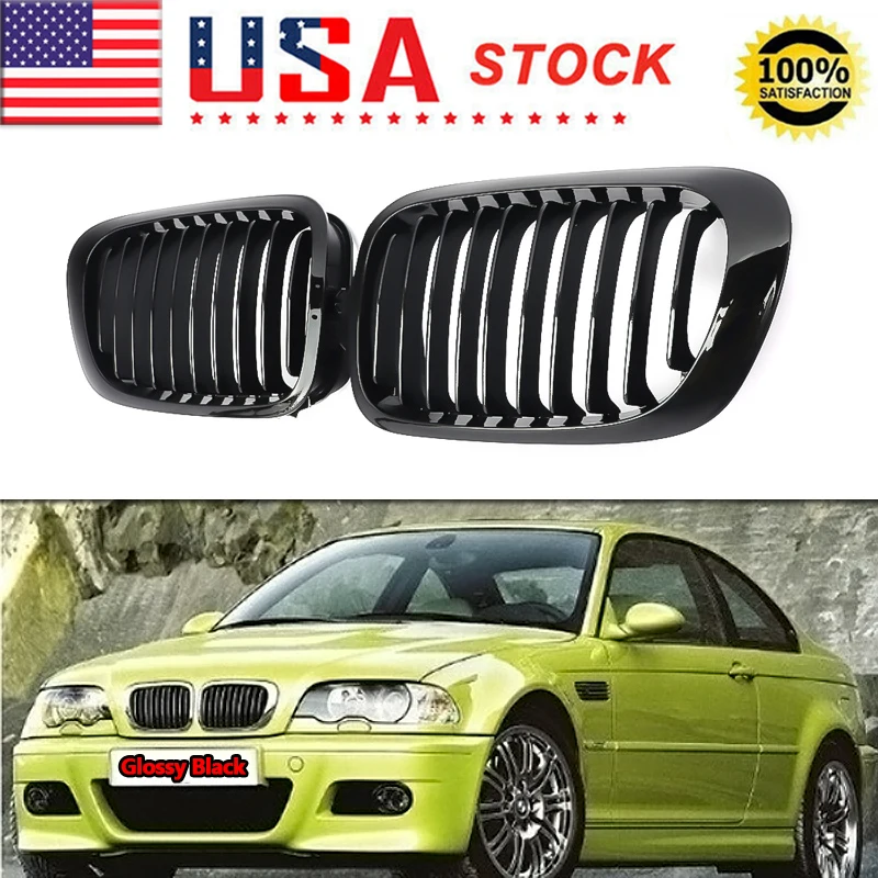 

Single Line Front Kidney Grille Racing Grills Compatible with BMW E46 1999-2002 M3 2001-2006 Coupe Cabrio Bumper Upper Grilles