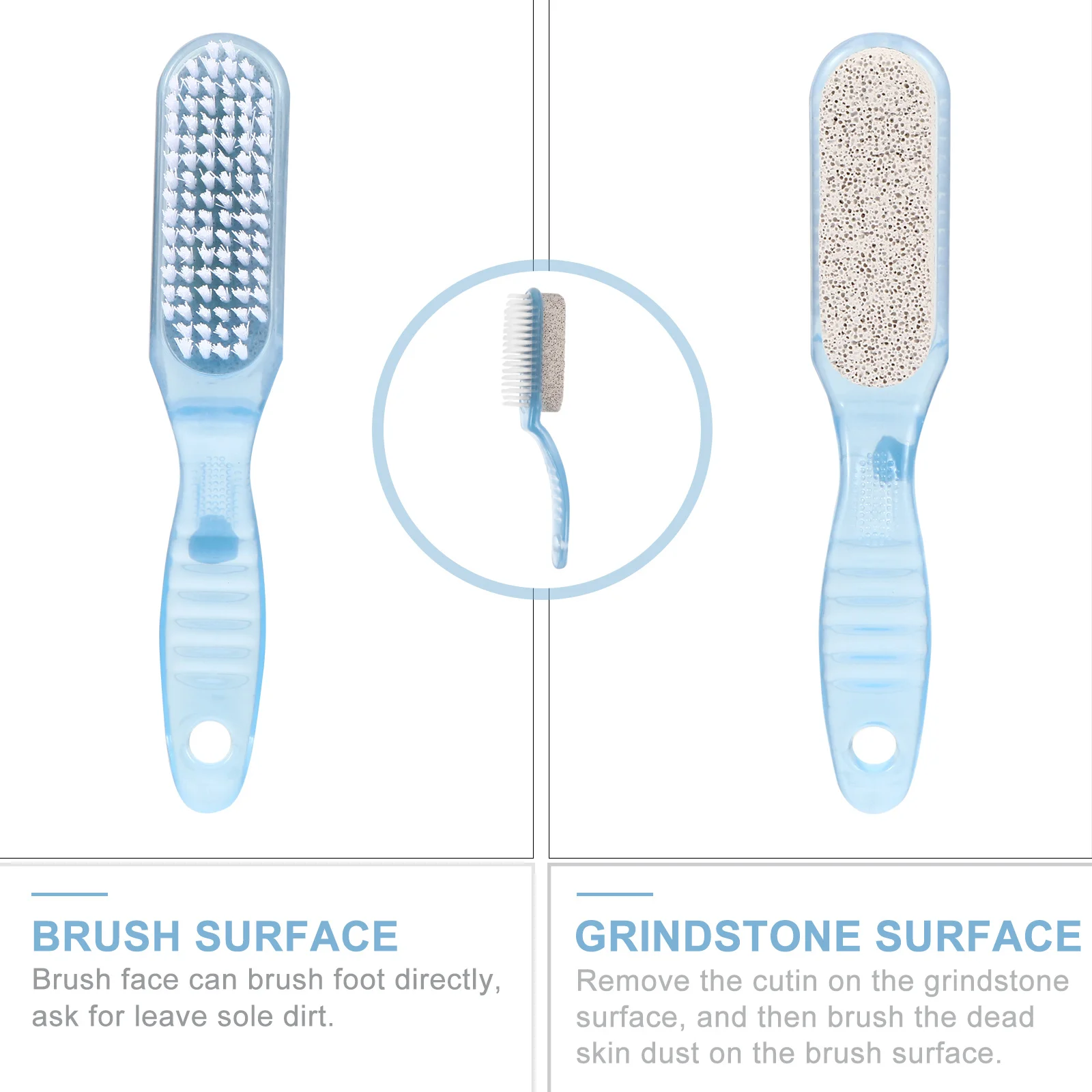 4 قطعة 2 في 1 مسمار فرشاة تنظيف الغبار الكالس مزيل القدم باديكير حجر لينة PP شعيرات غير مزعجة السفر المنزل الحمام #1