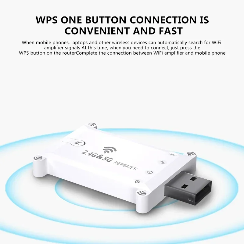 Wifi Extender USB Portable Wifi Repeater 1200Mbps WiFi Signal Extender Amplifier Wireless Router Long Range 2.4G/5G WiFiRepeater