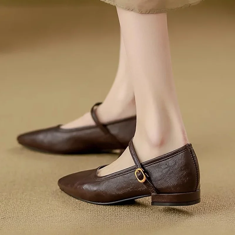 أحذية ماري جين النسائية بمقدمة مربعة أحذية بكعب أنيقة موضة خريف 2025 فستان فاخر جديد ضحل مصمم Mujer De Zapatos