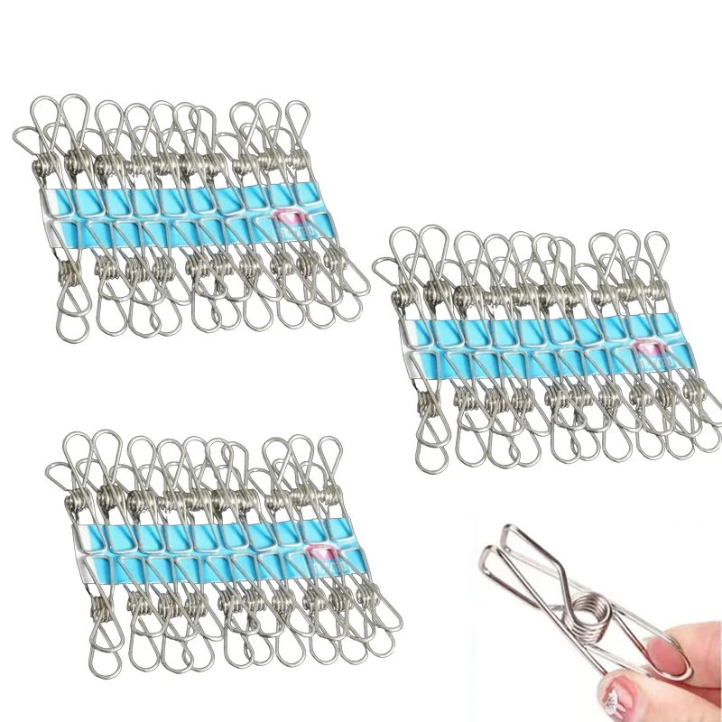 

Stainless Steel Clothespins Metal Storage Tool 5cm Clips Clothes Washing Hang Photo Paper Peg Pin Hook Organizer 20/40/60/80Pcs