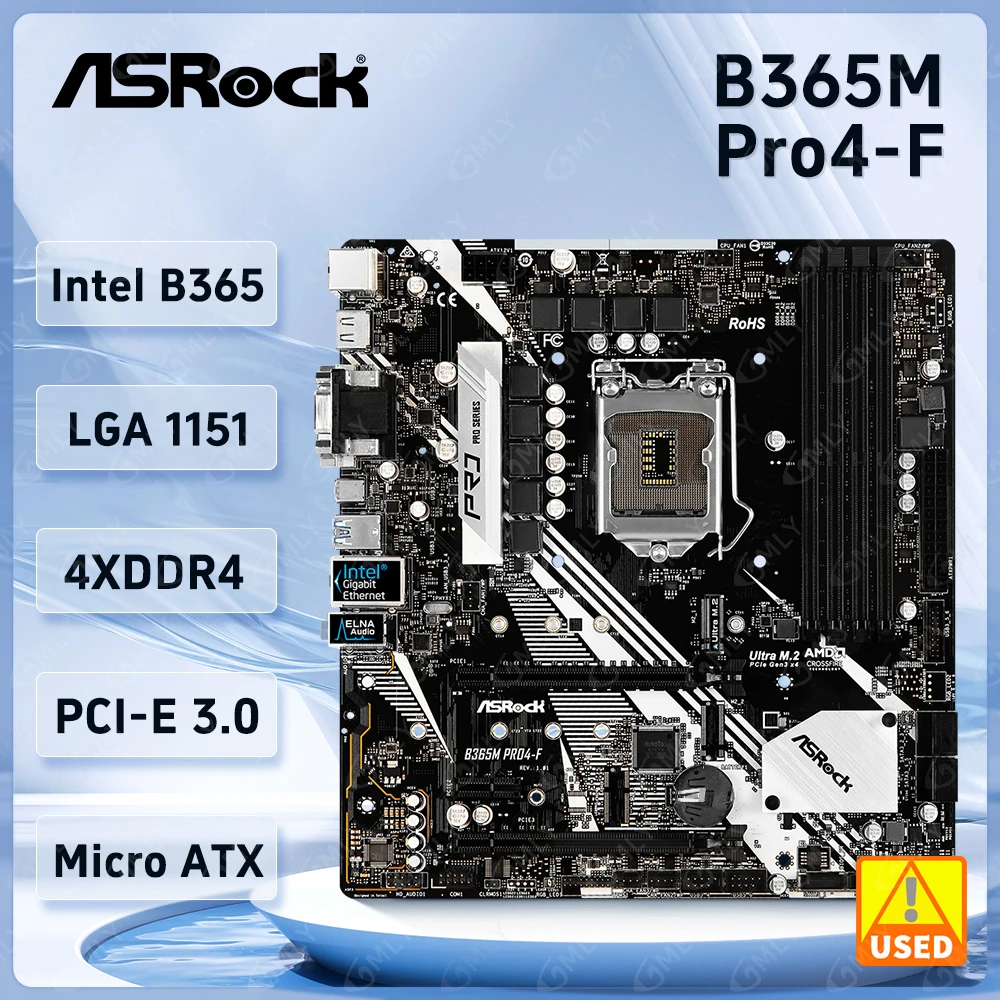 Placa base ASRock B365M Pro4-F LGA 1151 Intel B365 DDR4 compatible con cpu i7-9700KF i5-9600 i5-8400 i3-8100 i9-9900K