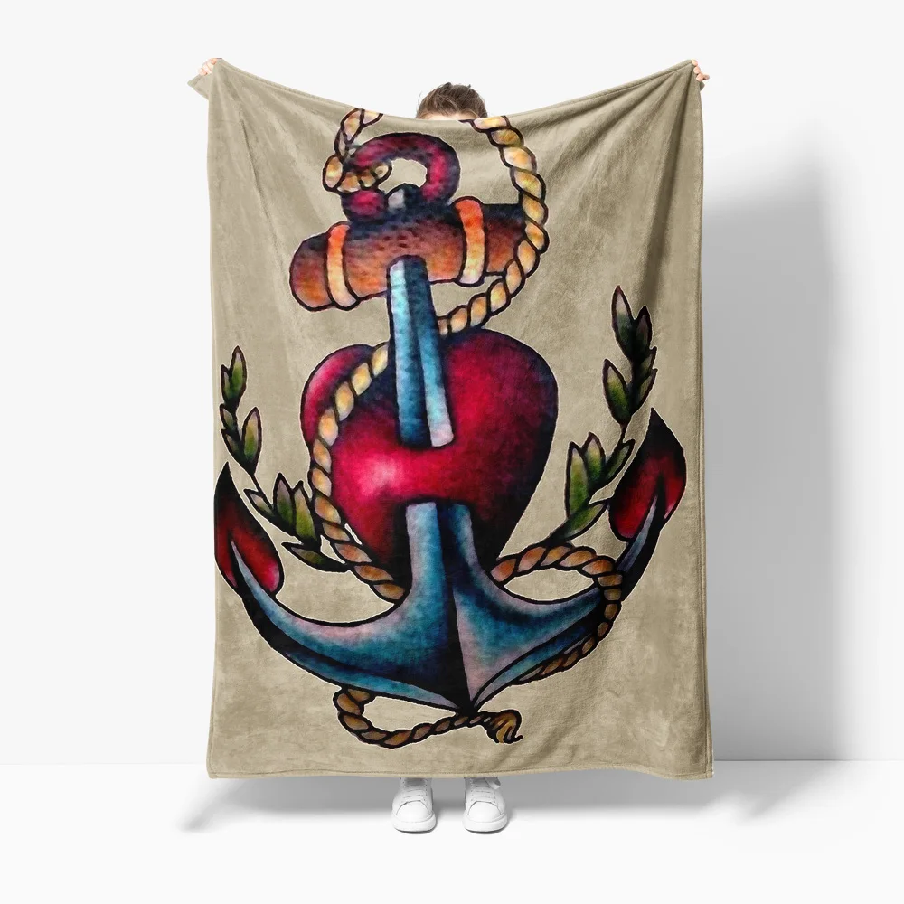 

Акварельное одеяло с якорем, океанский звездный корабль, декоративное одеяло для дивана-кровати, подарок для мужчин и женщин