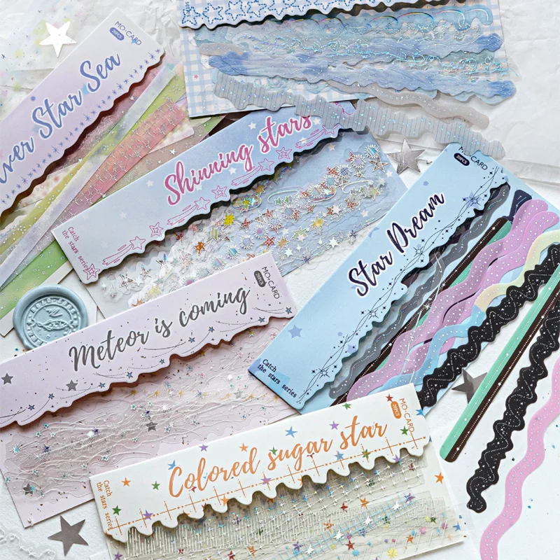 20 Blatt/Beutel 3D-Silberfolien-PET-Aufkleber mit Galaxie-Sternen für DIY-Handwerk, Scrapbooking, Tagebuch, Handyhülle, Dekoration
