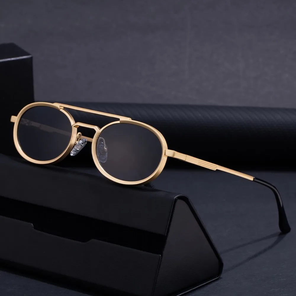 

Luxury Round Oval Sunglasses Small Frame Multicolor Lenses Metal Eyewear Double Beam Shades UV400 Sun Glasses Beachside