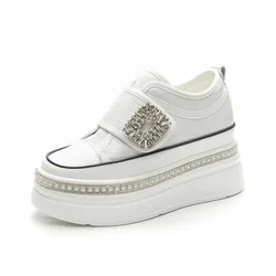 8.5CM Platform strass donna scarpe Casual Hook Loop Platform Wedge Women Fashion Sneakers primavera autunno Warm Winter Shoes