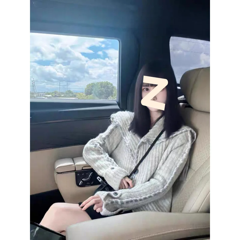 

Women's Autumn Winter Soft Lazy Style Sweater Coat Top French Design Sensation Oversized Collar Knitwear Cardigan