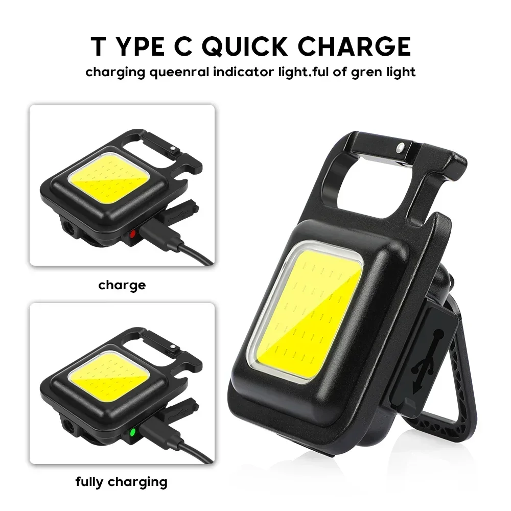 Draagbare Sleutelhanger Licht Mini Multifunctionele Camping Zaklamp Usb Oplaadbare Werk Led Heldere Cob Pocket Clip Lantaarn 1-10 Stuks