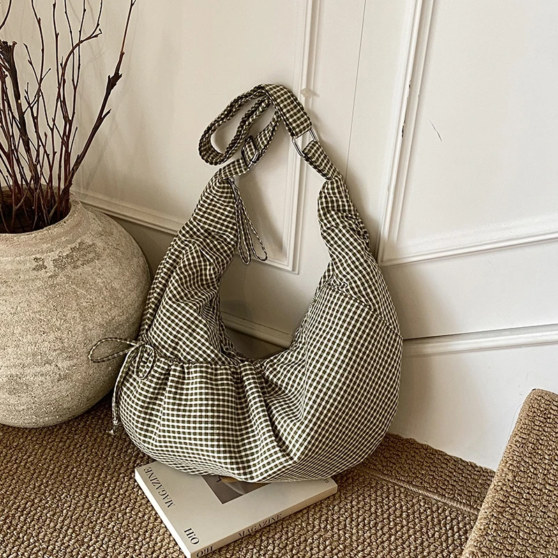 

Nylon Plaid Fashion Crossbody Bags Casual Large Capacity Commuting 2026 Hot Sale Women's Bags Versatile Women's Handbags