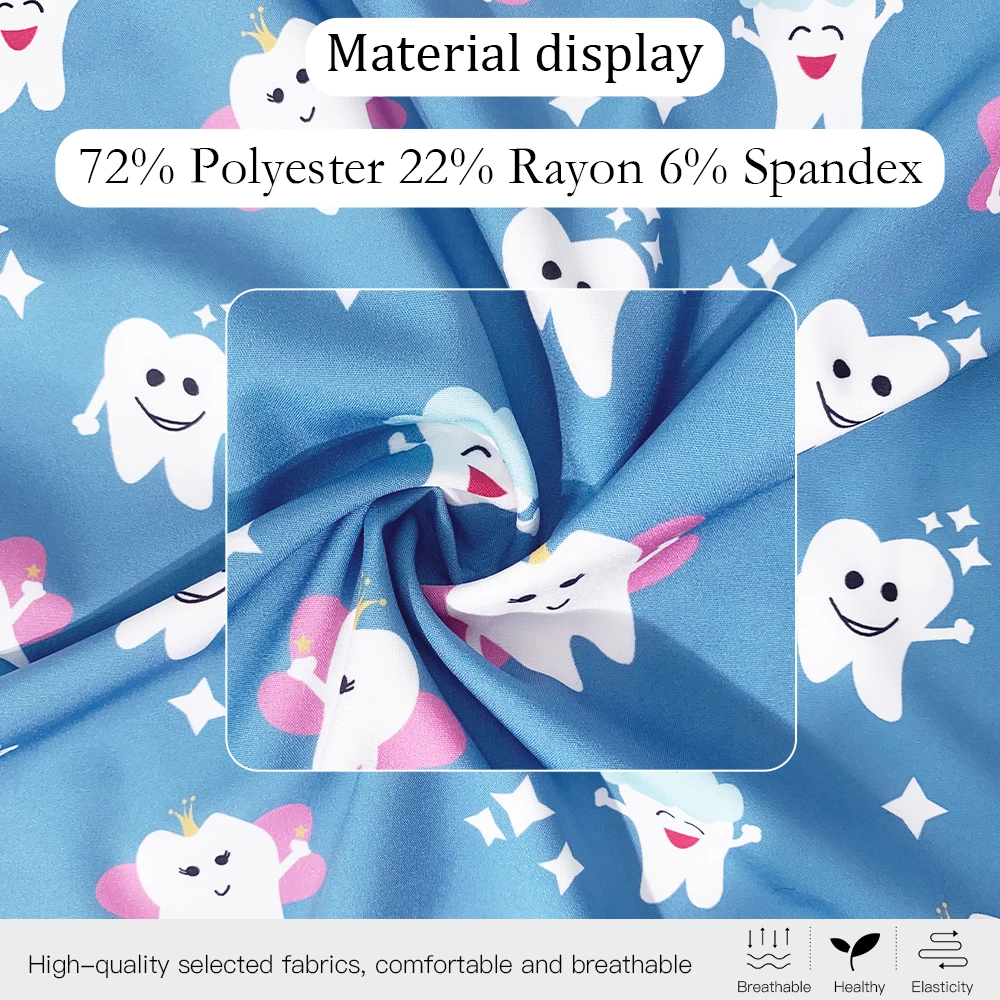 المرأة عيد الميلاد المطبوعة ممرضة موحدة ، قصيرة الأكمام ، تنفس ملابس العمل ، للجنسين بلوزة ، أعلى المستشفى ، عيادة الأسنان ، ممرضة ، عيد الميلاد