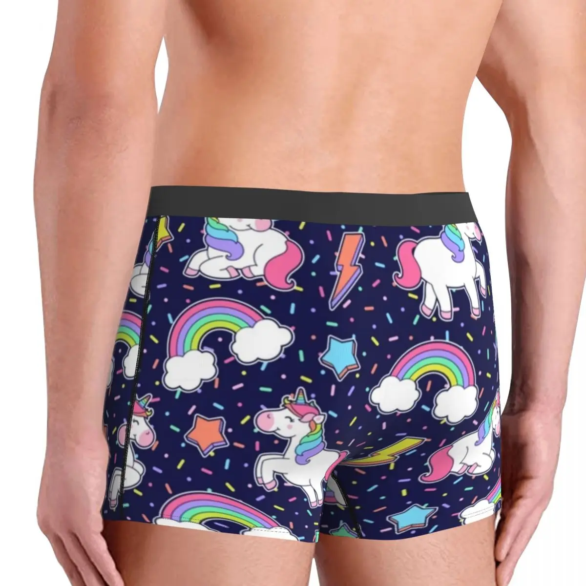 Cute Unicorn Cartoon Underwear Rainbow Star Thunder Males Panties Customs Breathable Boxer Shorts Hot Boxer Brief Large Size