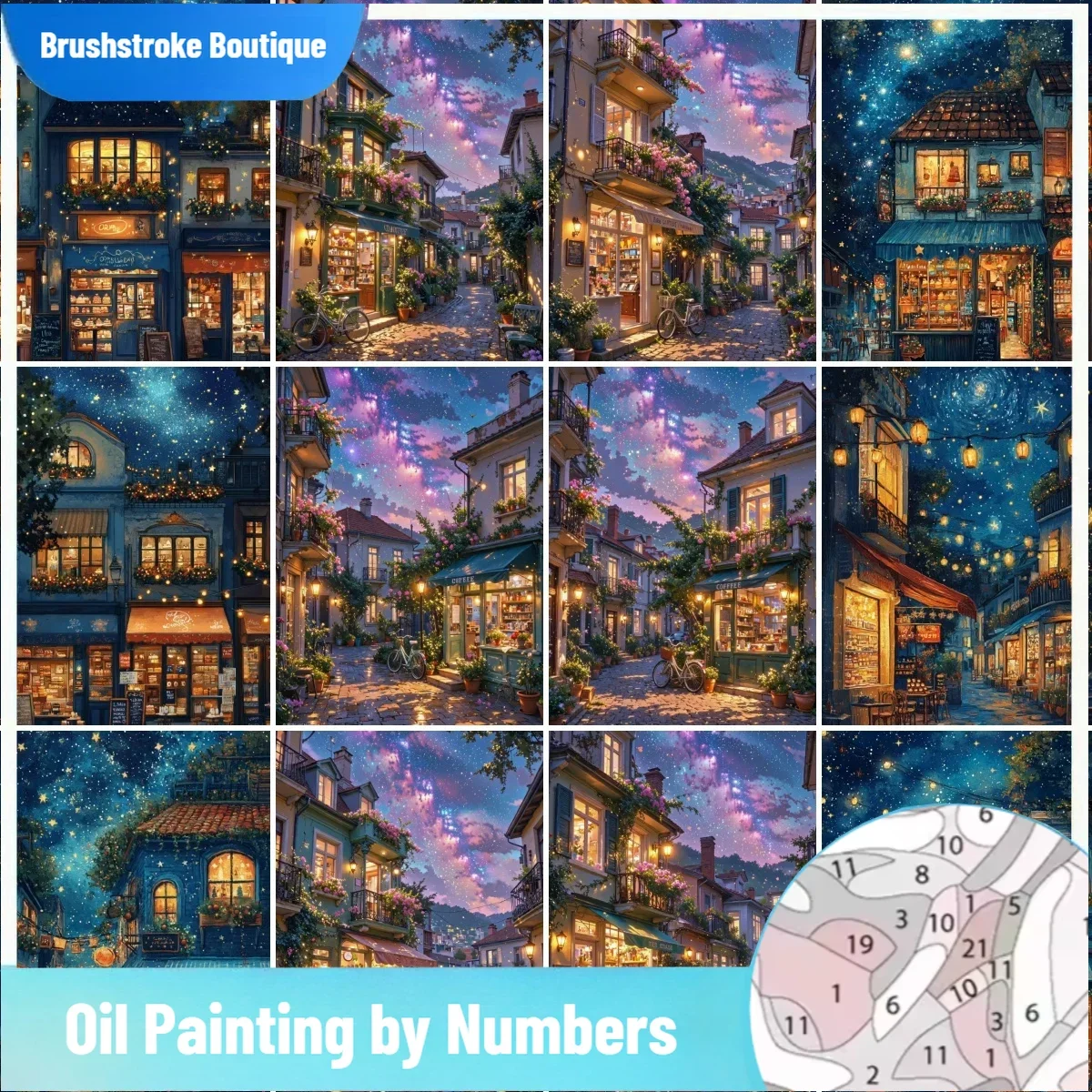 

Brushstroke Night Hut цифровая картина маслом для взрослых ручная роспись маслом DIY костюм безрамная цифровая раскраска украшение дома