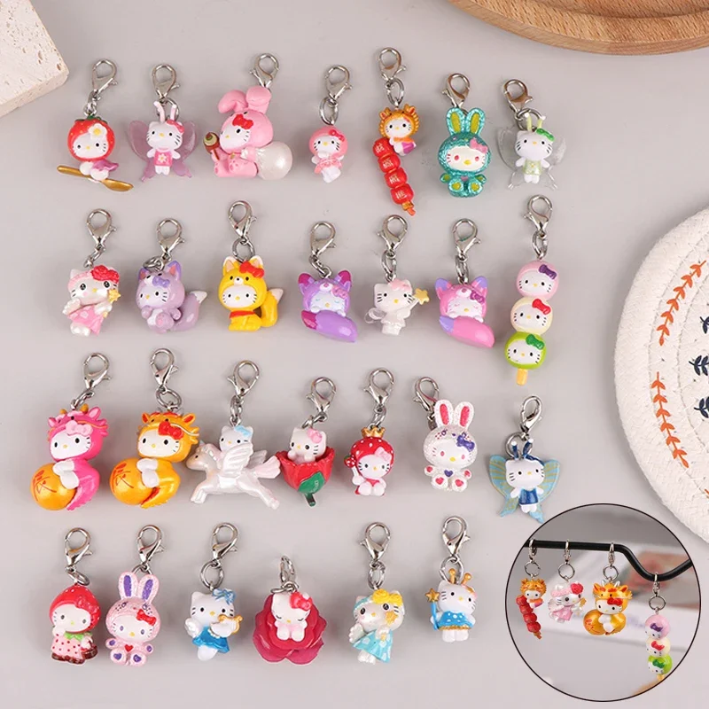 

Kawaii Sanrio Hello Kitty Keychain Creative Cute Bow Strawberry Kitty Cartoon Harajuku Anime Mobile Pendant Accessory Girl Gift